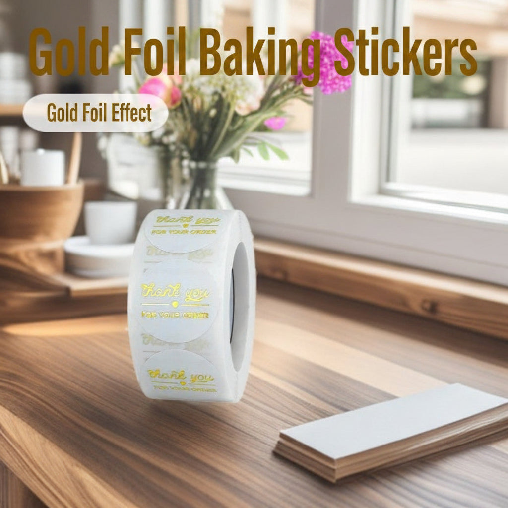 500PCS Gold Foil Thank You Sticker Roll 1 Inch Round Labels