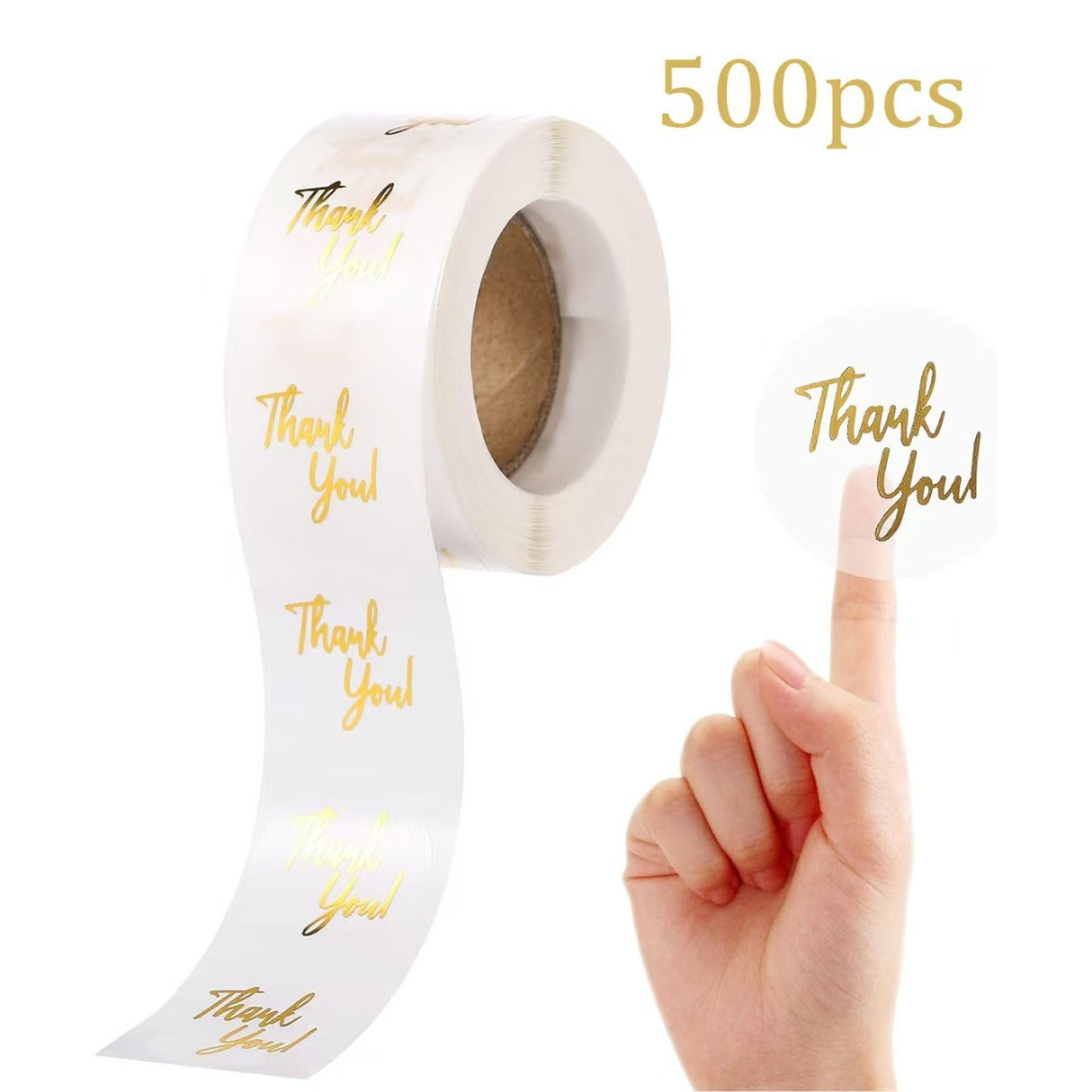 500Pcs Transparent Gold Foil Thank You Sticker Roll Self-Adhesive Gift Seal Labels