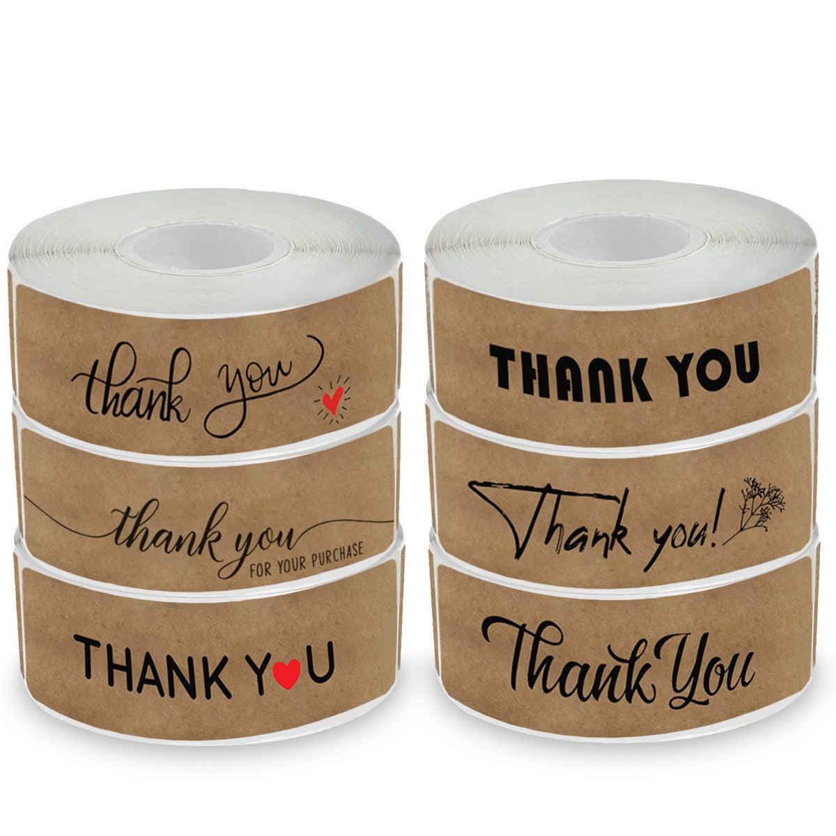 500pcs Kraft Paper Thank You Stickers – 2.5x7.5cm Rectangular Labels for Rustic Gifts