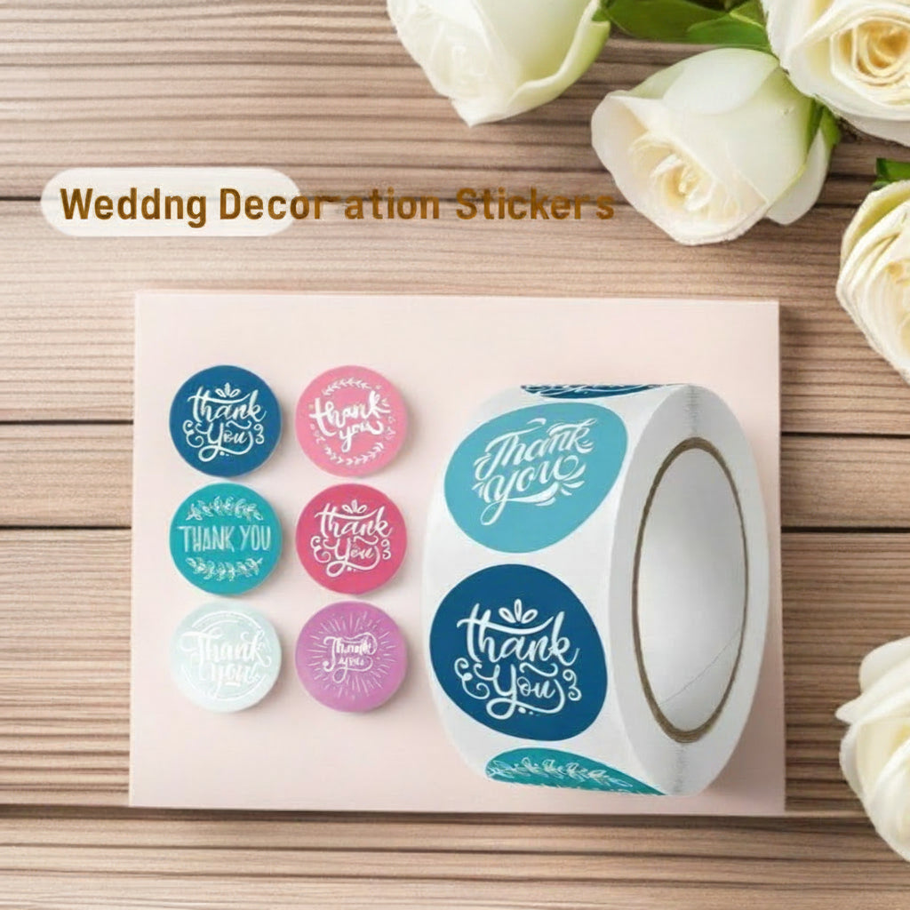 500Pcs Assorted Color Round Thank You Sticker Roll - 1-Inch Self-Adhesive Gift Seals