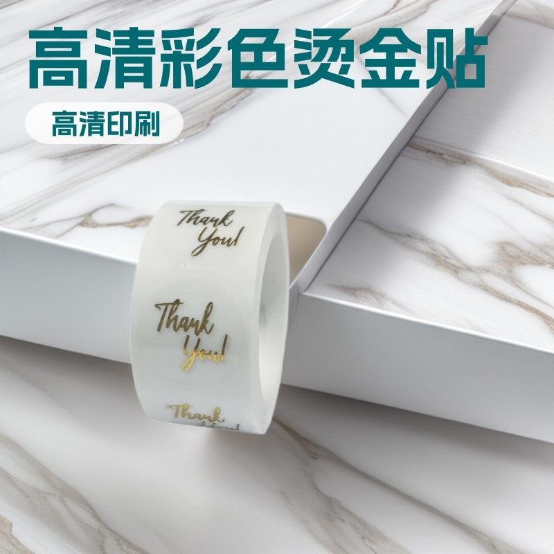500Pcs Transparent Gold Foil Thank You Sticker Roll Self-Adhesive Gift Seal Labels