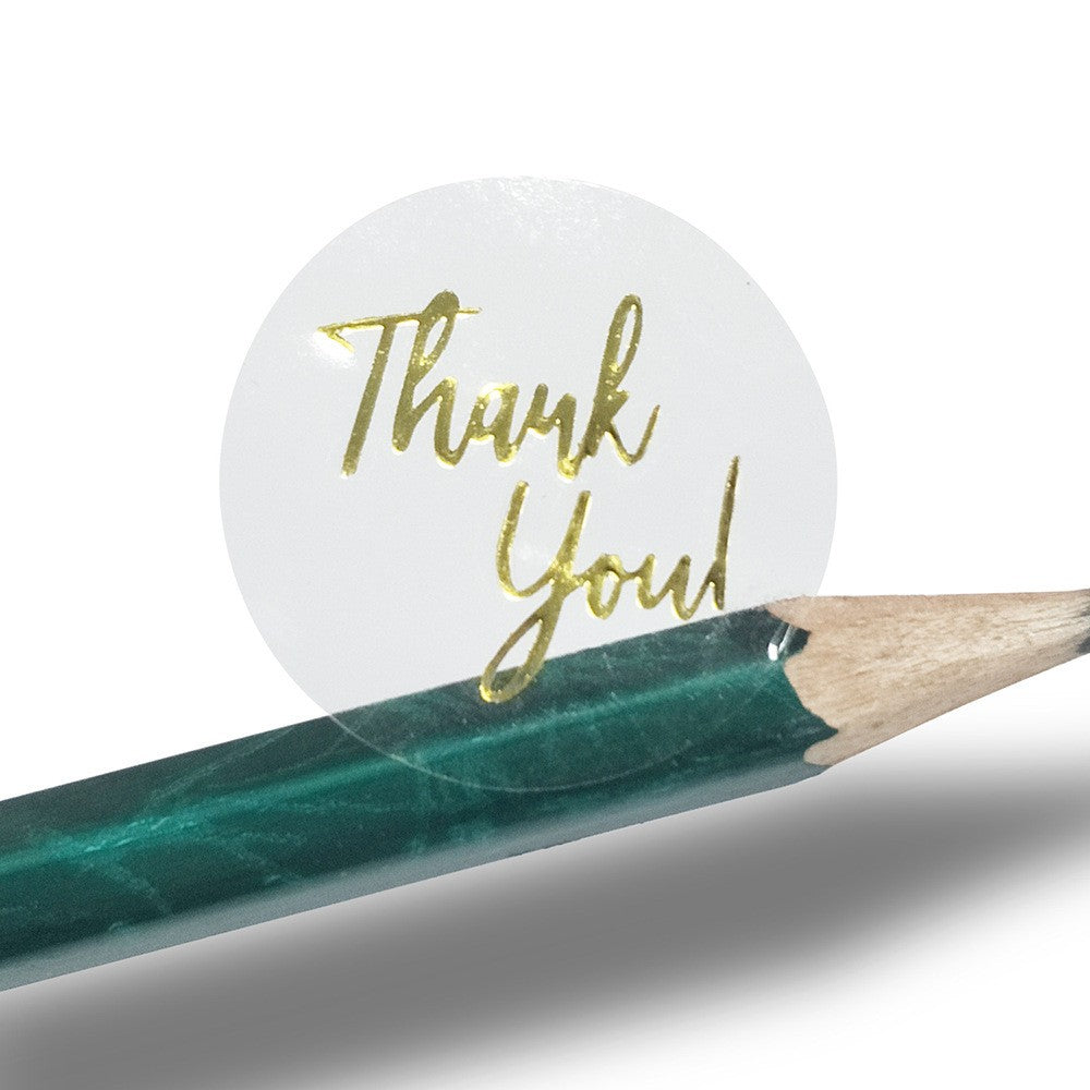 500Pcs Transparent Gold Foil Thank You Sticker Roll Self-Adhesive Gift Seal Labels