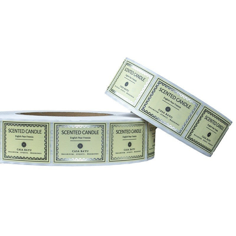 100Pcs Custom Coated Paper Candle Label Stickers - Waterproof Adhesive Labels for Scented Candle Jars