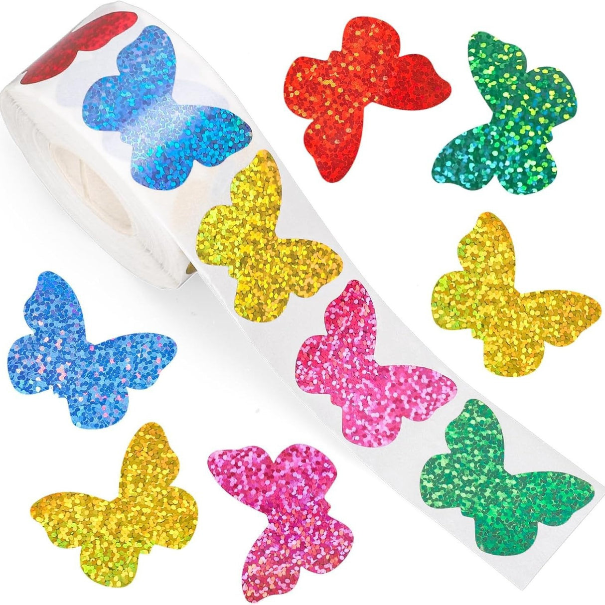 500pcs Butterfly Laser Stickers – Colorful Waterproof Envelope Seals for Gifts