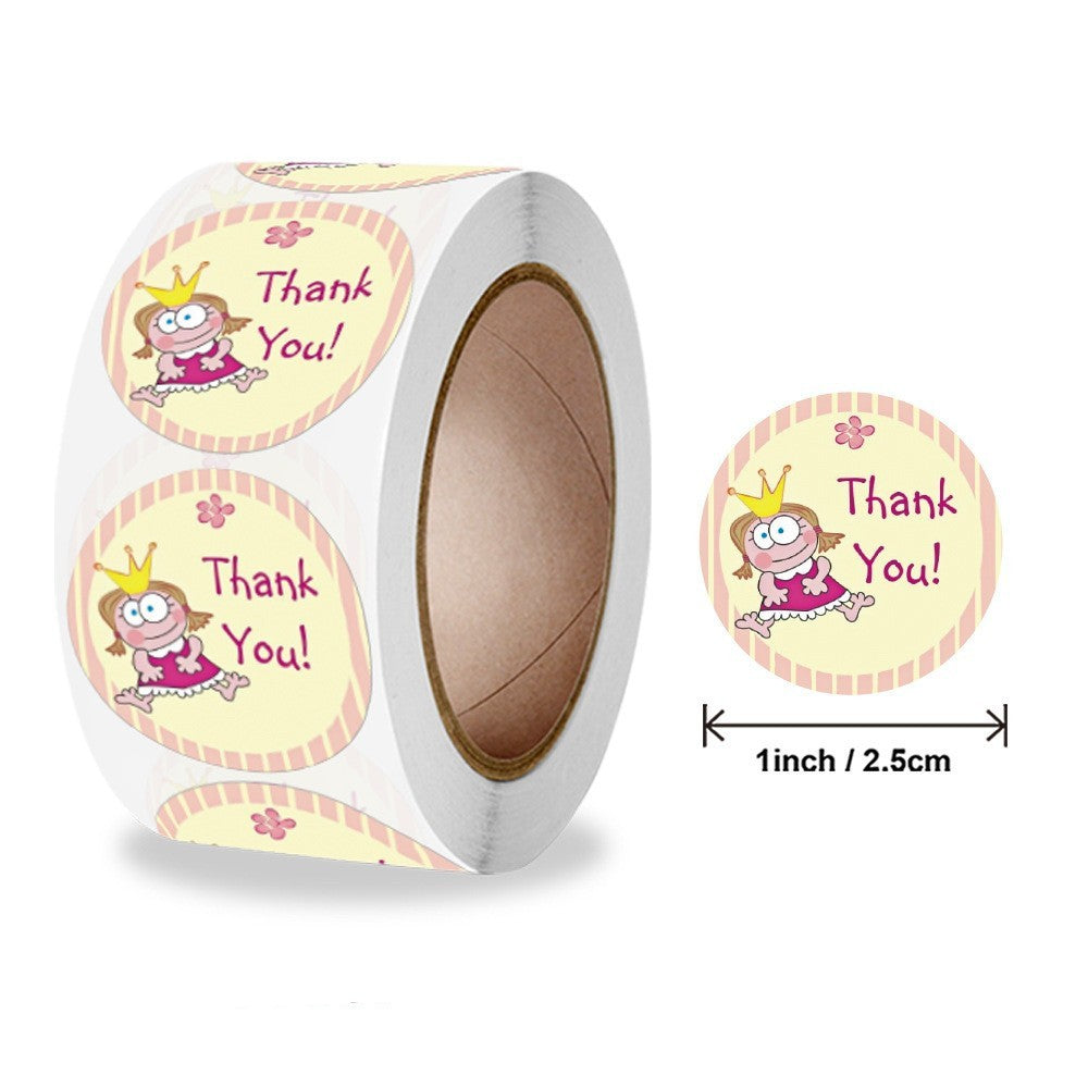 500pcs Cute Cartoon Princess Thank You Stickers – Self-Adhesive Gift Seal Labels