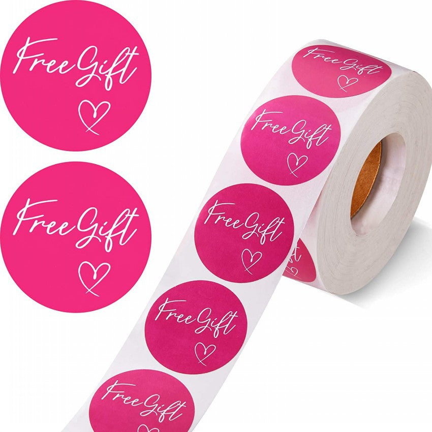 500pcs Custom Logo Adhesive Label Roll – Glossy Paper Seal Stickers
