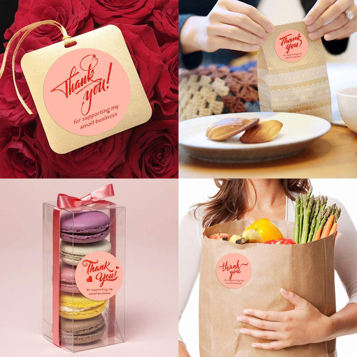 500pcs Custom Logo Adhesive Label Roll – Glossy Paper Seal Stickers