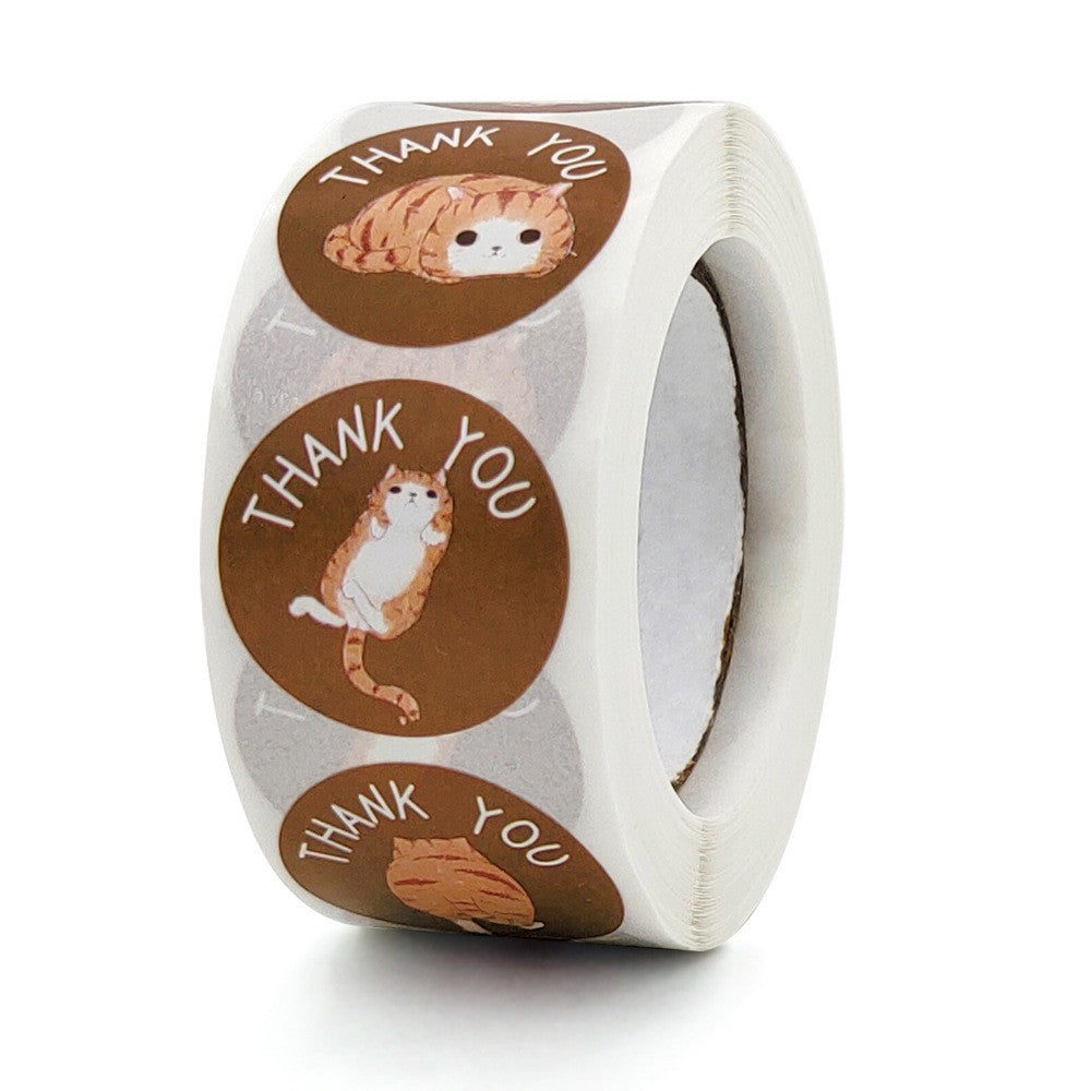 500pcs Cute Cat Thank You Stickers – Cartoon Self-Adhesive Reward Seal Labels