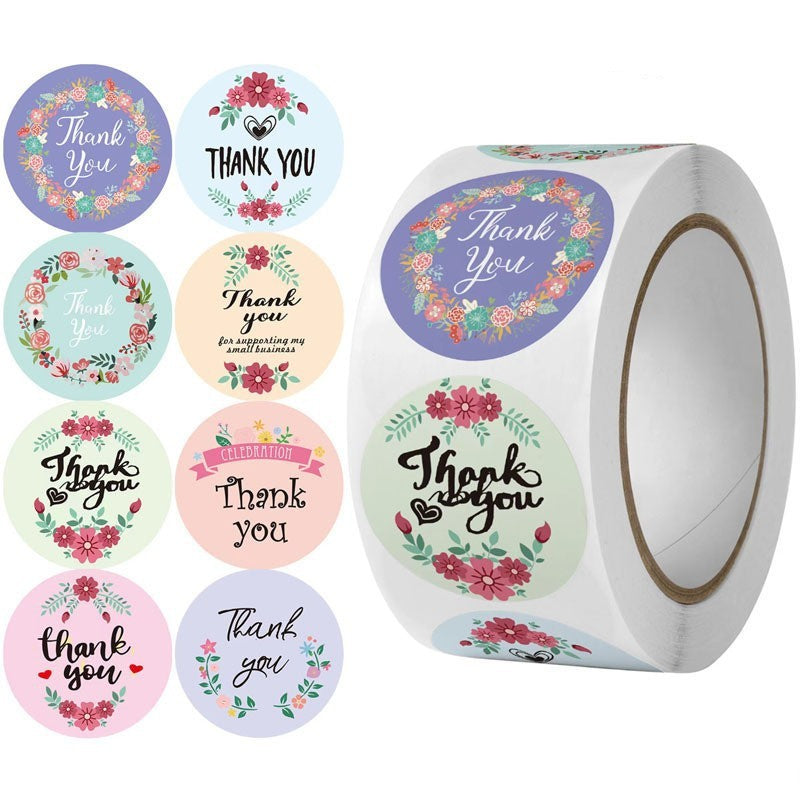 500pcs Floral Greenery Thank You Stickers – Self-Adhesive Bakery Gift Seal Labels
