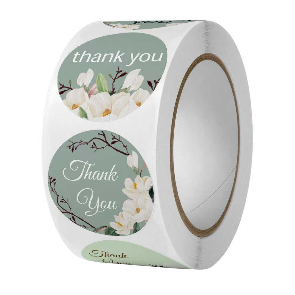 500pcs Floral Thank You Stickers – Rose Design Adhesive Labels for Gifts