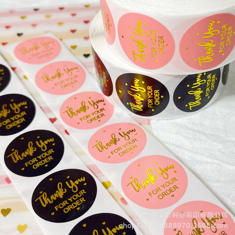 500pcs Gold Foil Thank You Stickers – 2.5cm Round Labels for Gifts & Orders