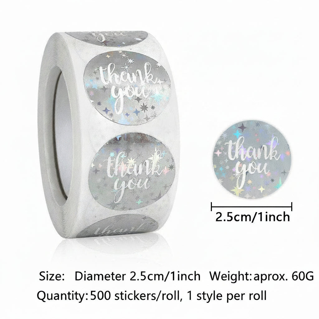 500pcs Gold Foil Thank You Stickers – Roll for Gift Packaging Seal Labels