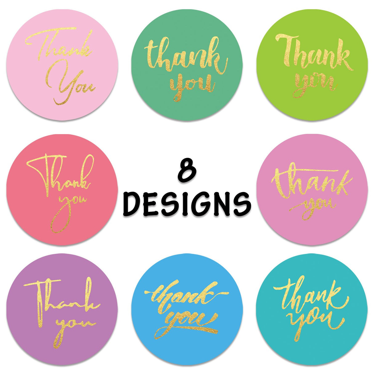500pcs Gold Foil Thank You Stickers – 1 Inch Round Labels for Gifts & Packaging