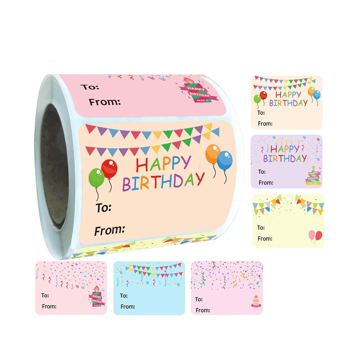 200pcs Happy Birthday Stickers – Roll for Office Gift Decoration & Party