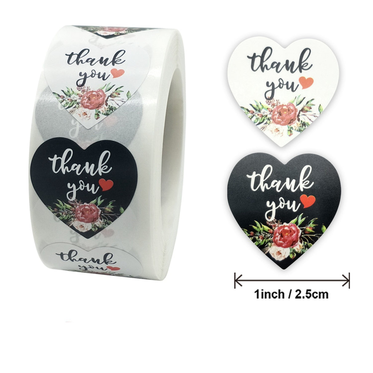 500pcs Heart Shape Thank You Stickers – 1 Inch Round Labels for Wedding Favors