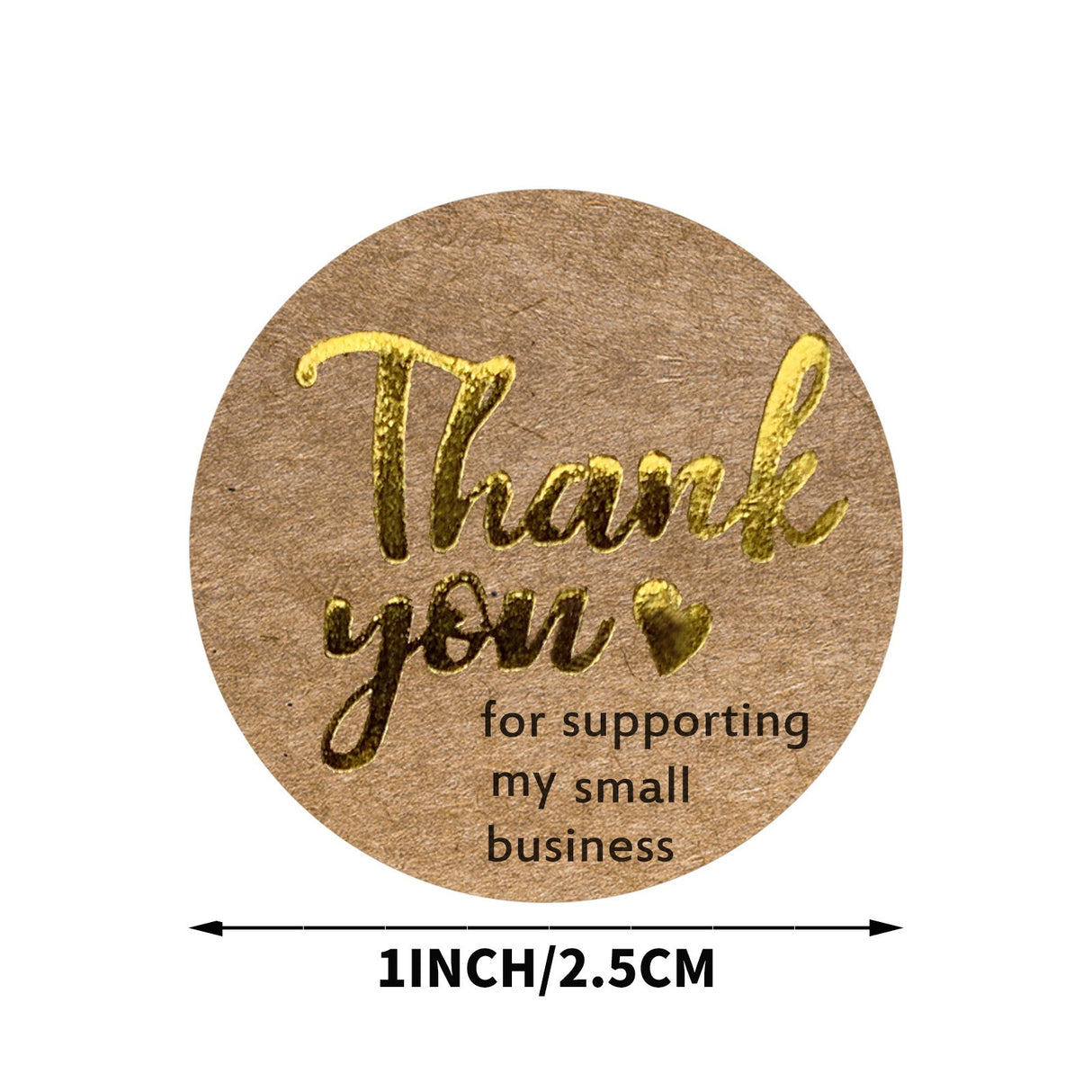500pcs Gold Foil Kraft Thank You Stickers – 1 Inch Round for Small Business Support