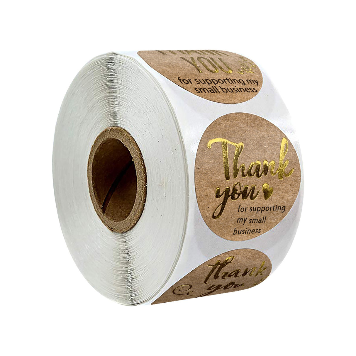 500pcs Gold Foil Kraft Thank You Stickers – 1 Inch Round for Small Business Support