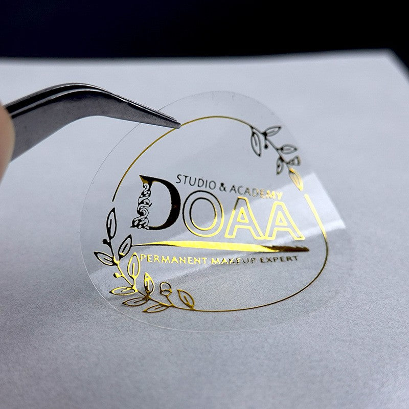 1000Pcs Custom Matte Gold Transparent Sticker Roll - Round Logo Labels for Packaging