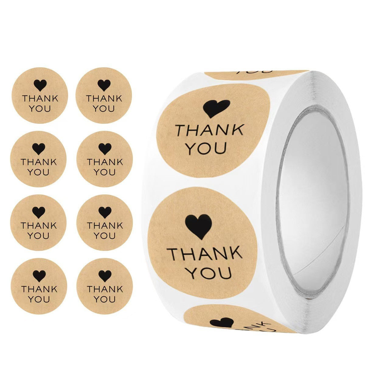 500pcs Paw Print Kraft Paper Thank You Stickers – 1 Inch Round for Pet Shops