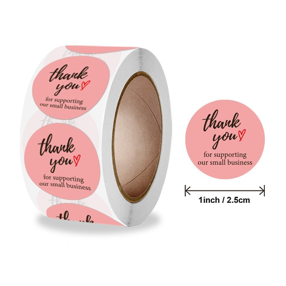 500pcs Pink Heart Shaped Thank You Stickers – Self-Adhesive Support My Business Labels
