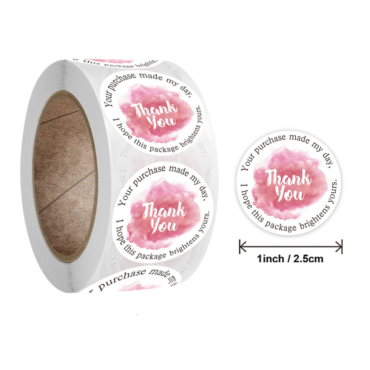500Pcs Thank You For Your Purchase Sticker Roll - 1-Inch Round Labels