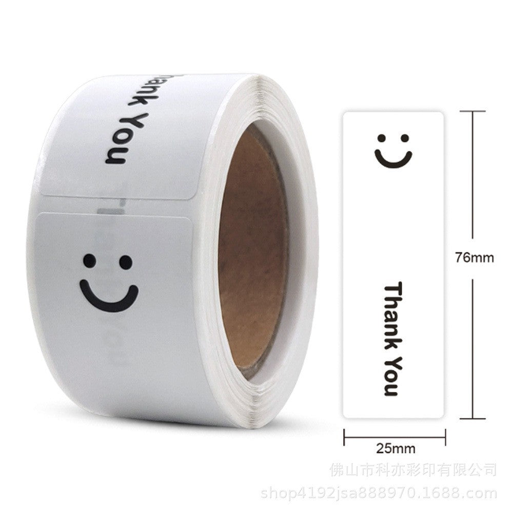 120pcs Smiley Thank You Stickers – 25x75mm Rectangular Labels for Gifts