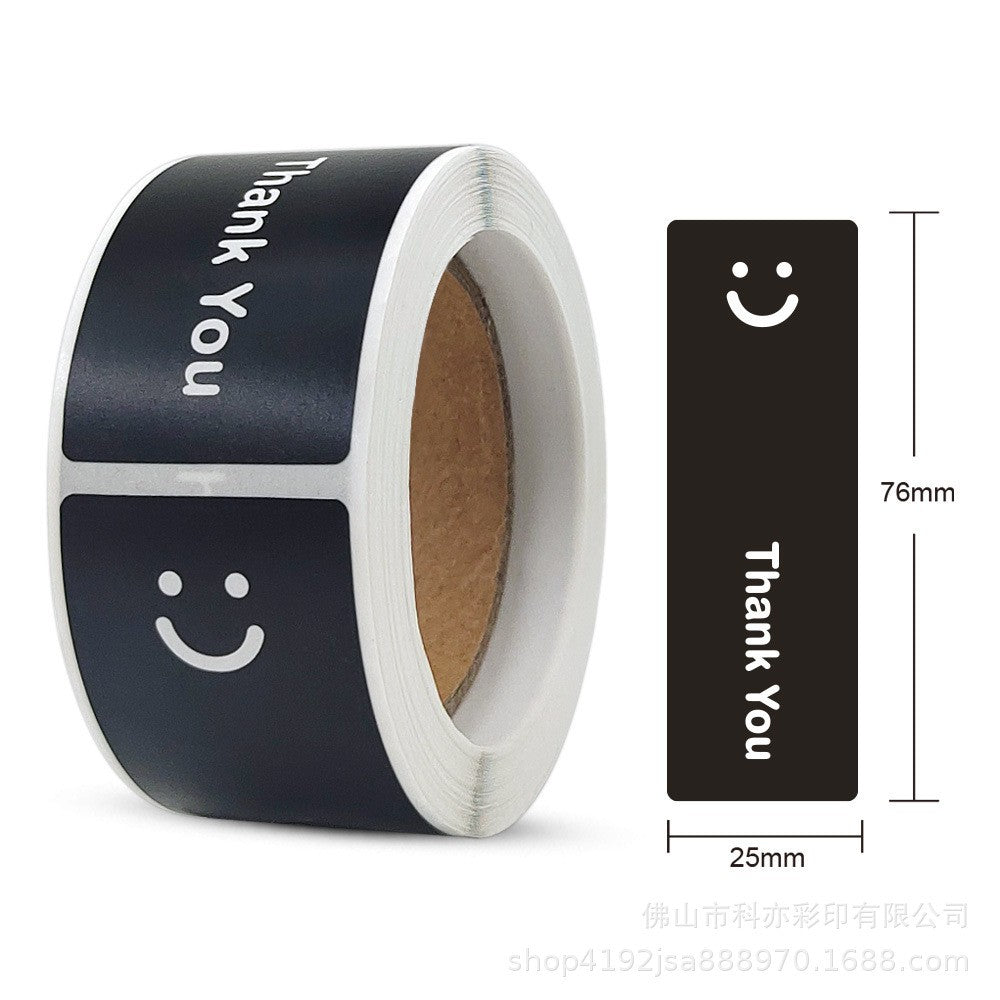 120pcs Smiley Thank You Stickers – 25x75mm Rectangular Labels for Gifts