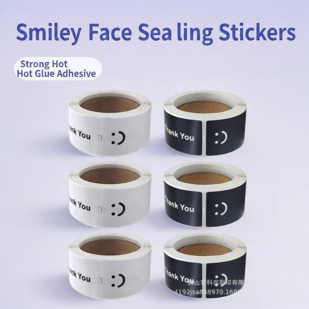120pcs Smiley Thank You Stickers – 25x75mm Rectangular Labels for Gifts