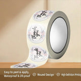 500Pcs 1-Inch Floral Thank You Sticker Roll - White Self-Adhesive Gift Seals