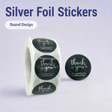 500pcs Silver Foil Thank You Stickers – 1 Inch Round Labels for Gifts & Orders