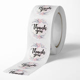 500Pcs 1-Inch Floral Thank You Sticker Roll - White Self-Adhesive Gift Seals