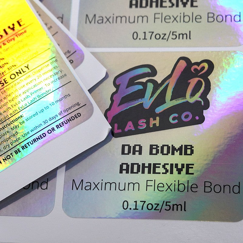 1000Pcs Holographic Rainbow Custom Sticker Roll - Waterproof PET Adhesive Labels for Packaging