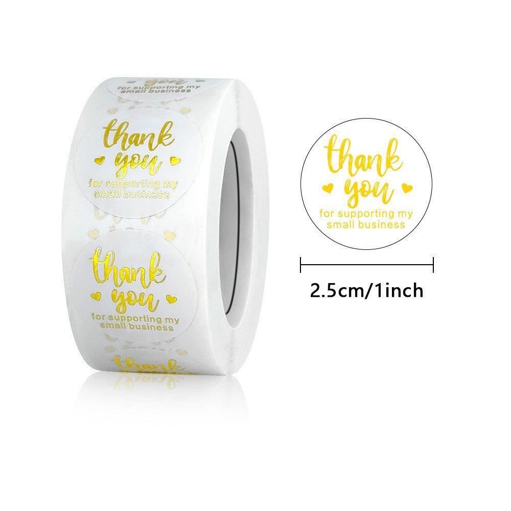 500PCS Gold Foil Thank You Sticker Roll 1 Inch Round Labels