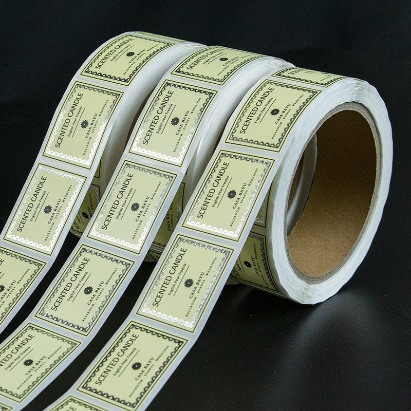 100Pcs Custom Coated Paper Candle Label Stickers - Waterproof Adhesive Labels for Scented Candle Jars