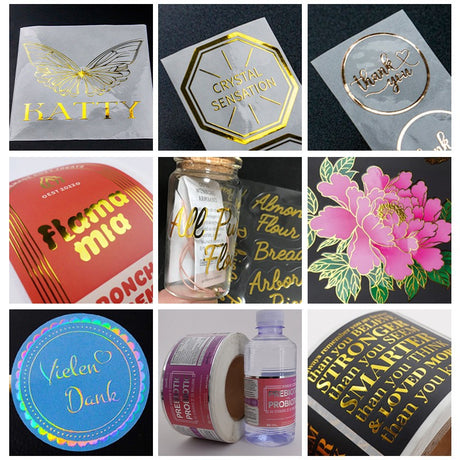 1000Pcs Custom Matte Gold Transparent Sticker Roll - Round Logo Labels for Packaging