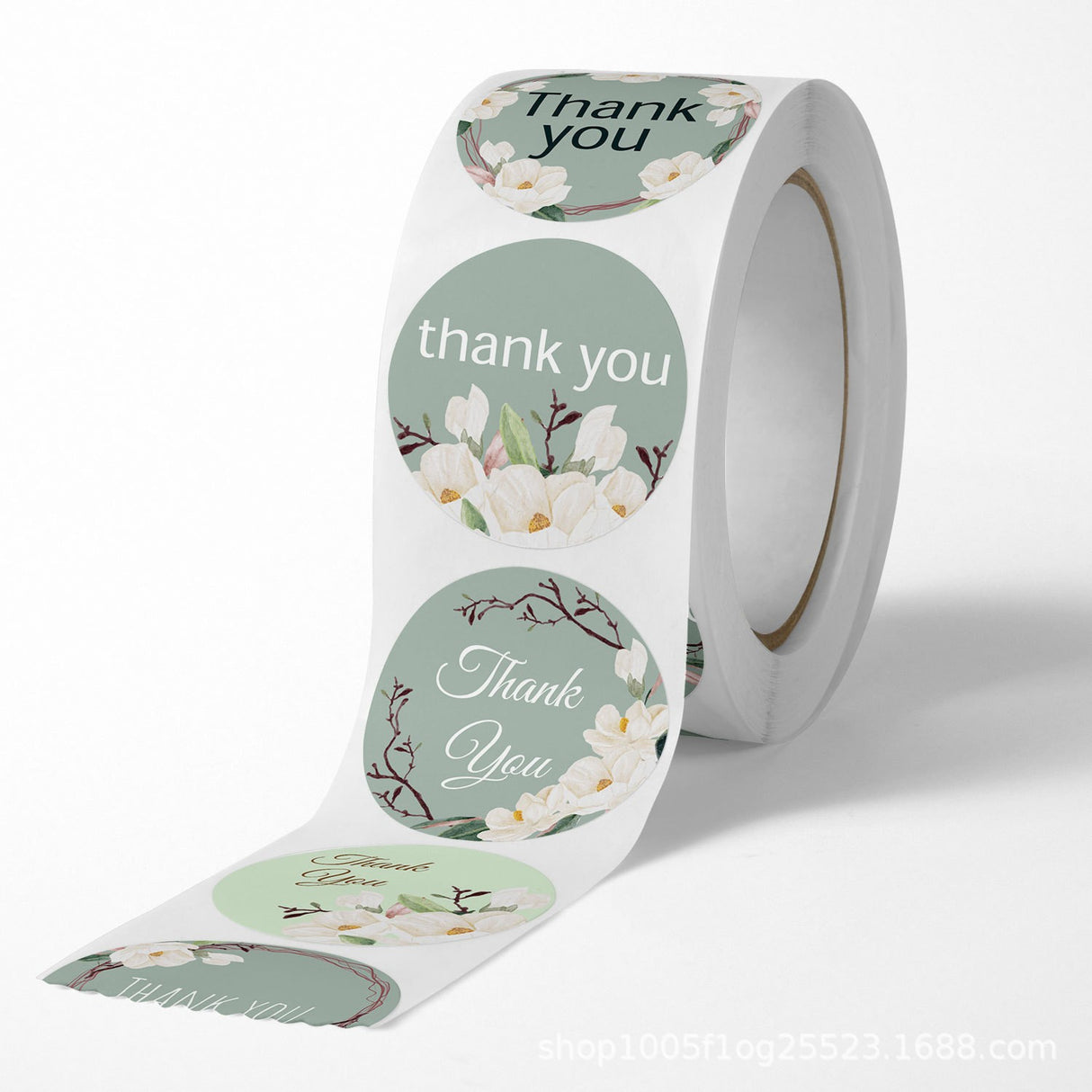 500Pcs Floral Thank You Sticker Roll - 1-Inch Round Labels