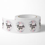 500Pcs 1-Inch Floral Thank You Sticker Roll - White Self-Adhesive Gift Seals