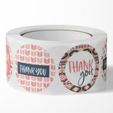 500Pcs 8 Designs Thank You Sticker Roll - 1-Inch Round Labels