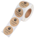 500pcs Paw Print Kraft Paper Thank You Stickers – 1 Inch Round for Pet Shops