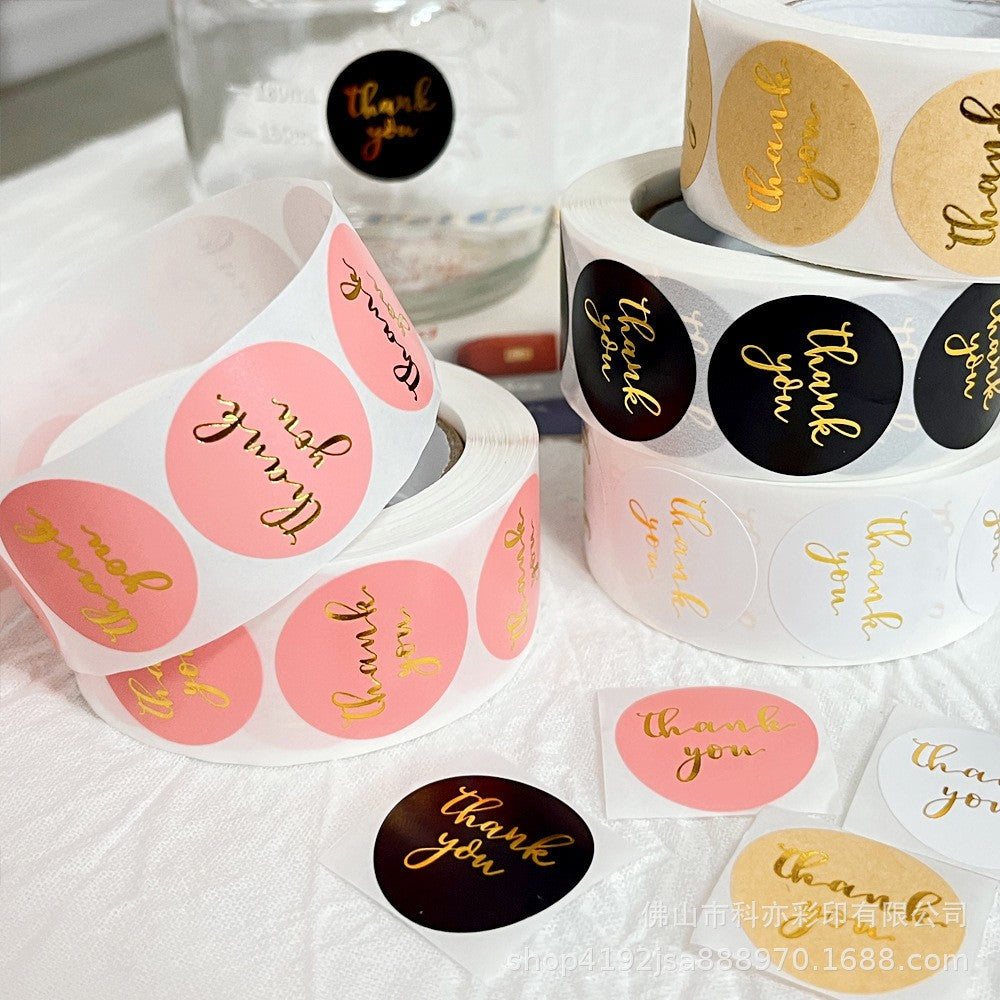 500pcs Gold Foil Thank You Stickers – 2.5cm Round Labels for Gifts & Orders