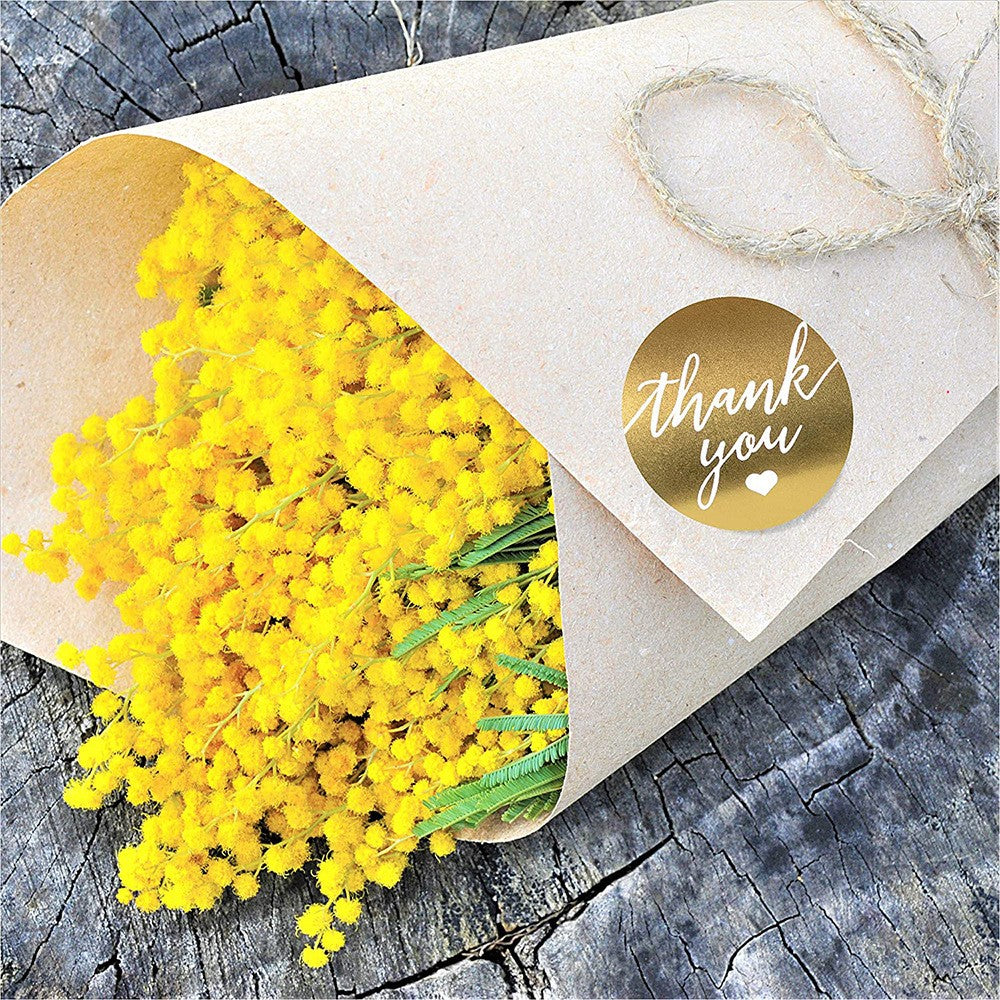 500pcs Gold Thank You Stickers – 1.5 Inch Round Labels for Gifts & Orders