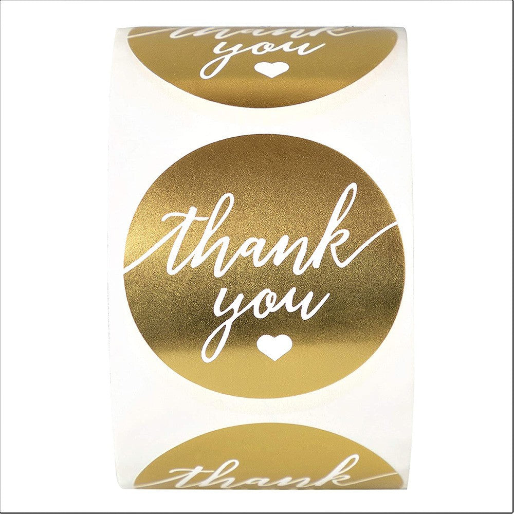 500pcs Gold Thank You Stickers – 1.5 Inch Round Labels for Gifts & Orders