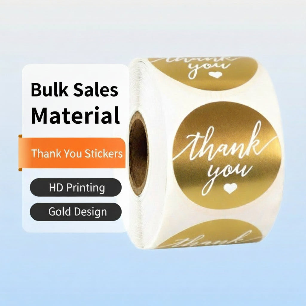 500pcs Gold Thank You Stickers – 1.5 Inch Round Labels for Gifts & Orders