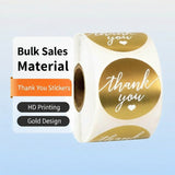 500pcs Gold Thank You Stickers – 1.5 Inch Round Labels for Gifts & Orders