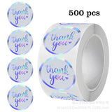 500pcs Holographic Thank You Stickers – 1 Inch Round Labels for Gifts & Packaging
