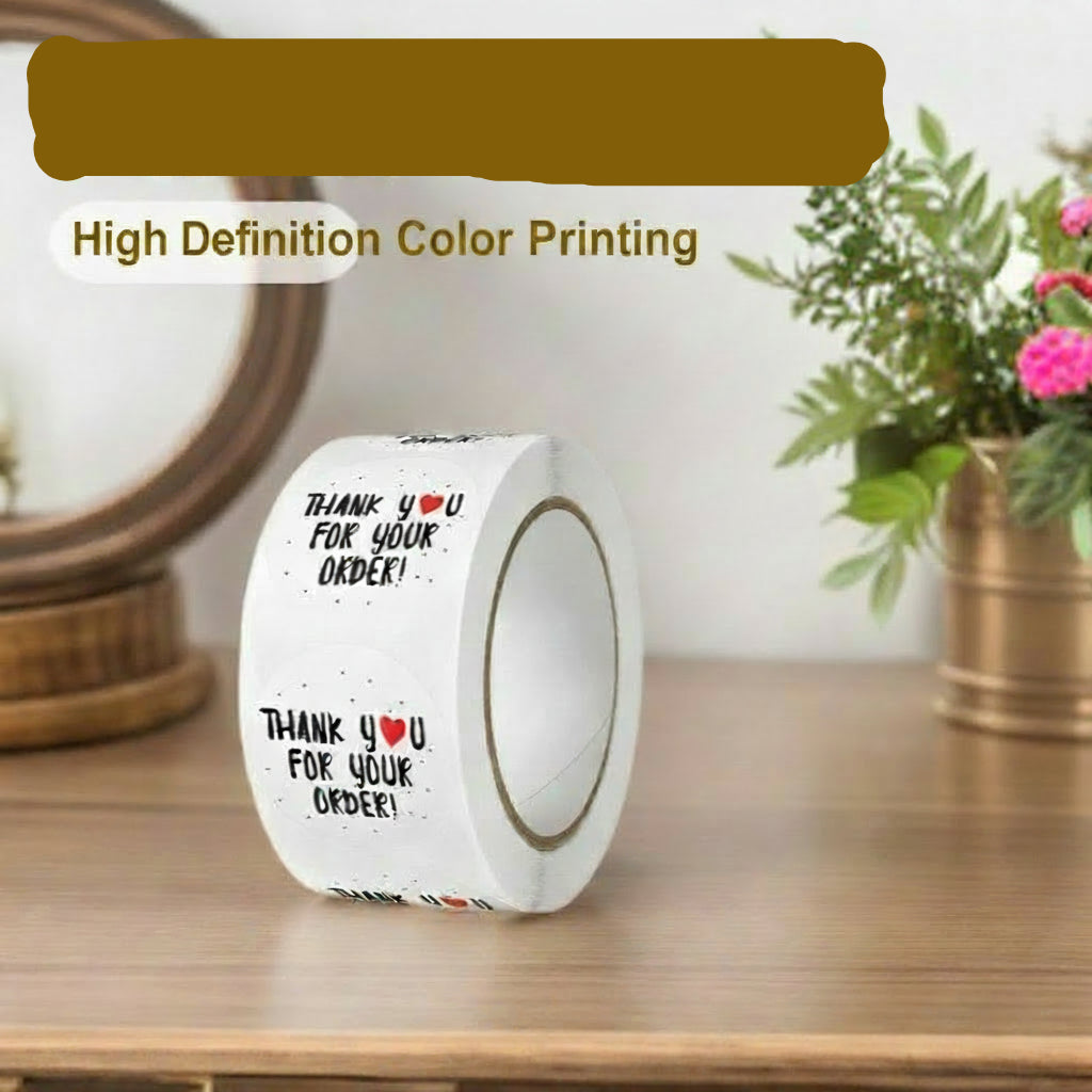 500pcs Thank You Stickers – 2.5cm Round Labels for Orders & Gifts