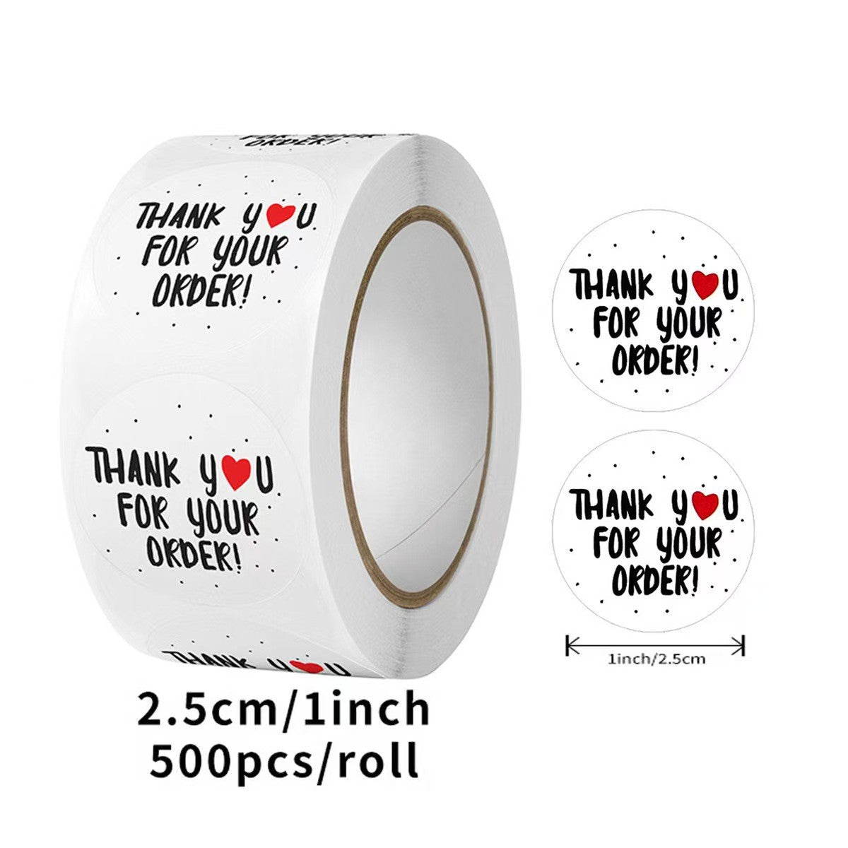 500pcs Thank You Stickers – 2.5cm Round Labels for Orders & Gifts