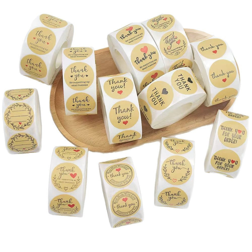 500pcs Paw Print Kraft Paper Thank You Stickers – 1 Inch Round for Pet Shops