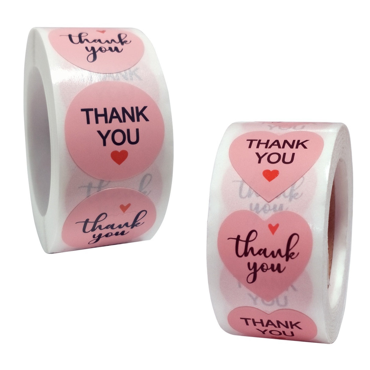 500pcs Pink Heart Shaped Thank You Stickers – Self-Adhesive Support My Business Labels