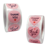 500pcs Pink Heart Shaped Thank You Stickers – Self-Adhesive Support My Business Labels